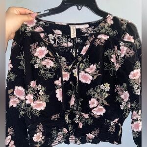 American Rag Black Floral Blouse
